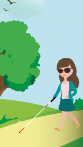 vak lány sétál a parkban